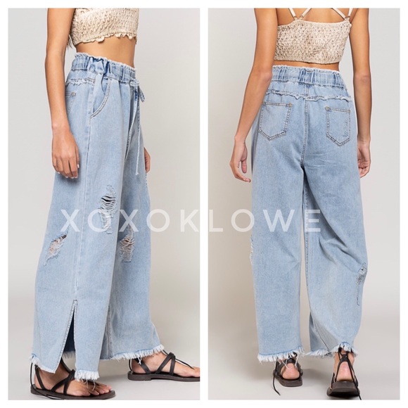 POL 90’s Distressed Drawstring Waist Denim Jeans - Picture 9 of 15